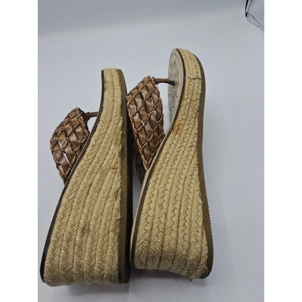 Vintage Skechers Cali Chunky Espadrille Woven Thong Wedge Sandals‎ Size 6.5 Y2K